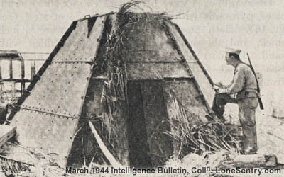 [Figure 17. Japanese Steel-pillbox Command Post (upperrear view showing entrance; lowertop view looking down into hatch).]