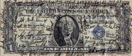 [Front, Signed Dollar Bill from Stalag IX-B, Bad Orb]