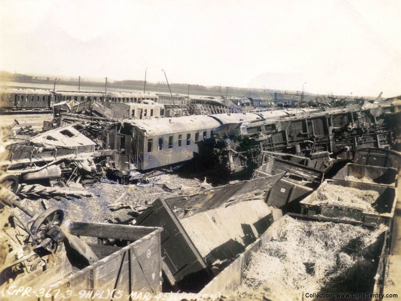 [Destroyed German Railroads and Rolling Stock, Duren, March 1945]