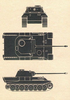 [German Panzer V Panther three-view diagram: from Journal of Recognition, February 1944]