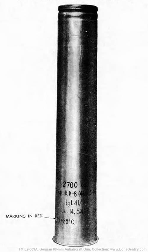 [Figure 72. German 88-mm Cartridge Case, Showing Stenciled Markings]