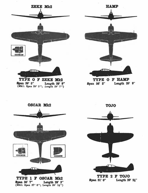 [Japanese WW2 aircraft identification. Fighters.]
