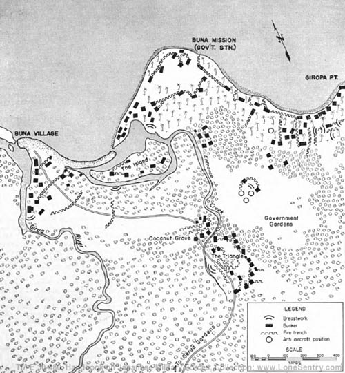[Figure 135. Japanese defenses at Buna.]