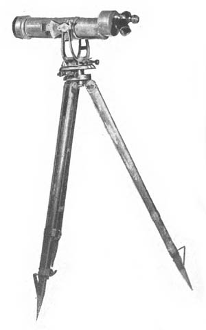 [Figure 301. This artillery spotting telescope may be used with three different eyepieces, each of which gives a different magnification—the maximum being 33 power. Provision is made to measure azimuth, and elevation (from -30° to +30°). ]