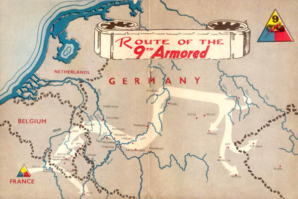 Route of the 9th Armored Division