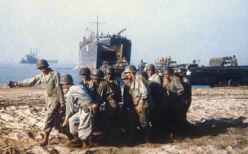 WW2 Color Pictures: Color Photographs of U.S. Troops Unloading at Salerno, Italy in September 1943
